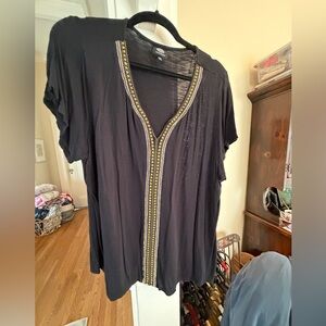 Bobeau Black Top with Gold Trim